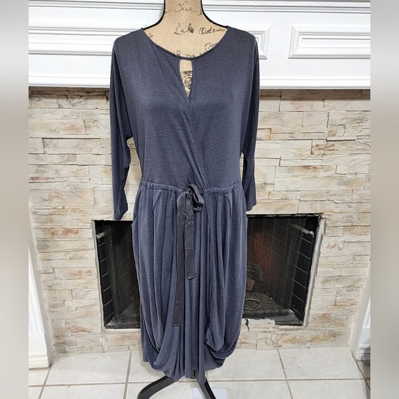 Free People‎ Boho Grey Dress Lagenlook Oversized Women's XS has pockets - Picture 1 of 8